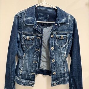 Distressed Guess Women's Blue Denim Jacket